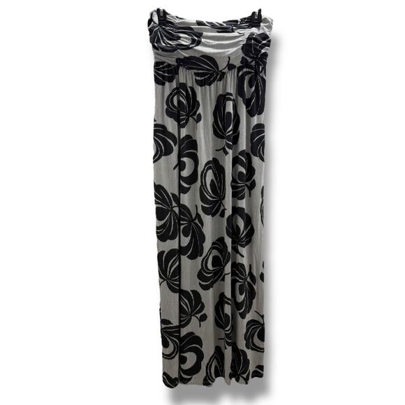 Soma Womens Strapless Striped Floral Dress Medium Black Gray White - Picture 2 of 5